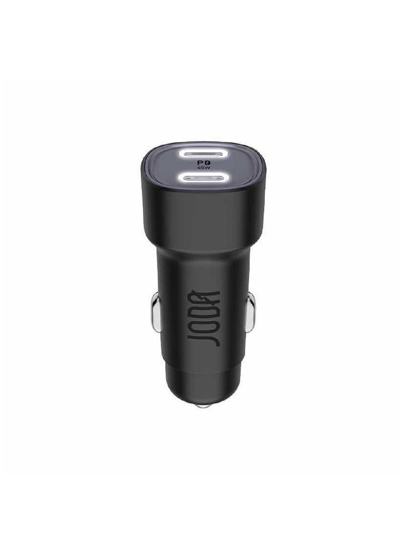 JODA JODA 45W Car Charger with Two USB-C Ports for Simultaneous Charging   Compact design in black color fits all car types   Efficient and fast charging for your devices on the go  - Image 1