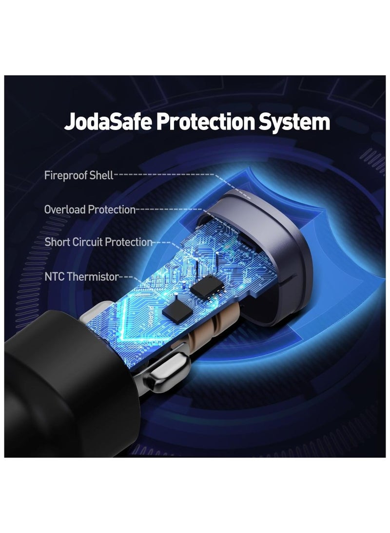 JODA JODA 45W Car Charger with Two USB-C Ports for Simultaneous Charging   Compact design in black color fits all car types   Efficient and fast charging for your devices on the go  - Image 3