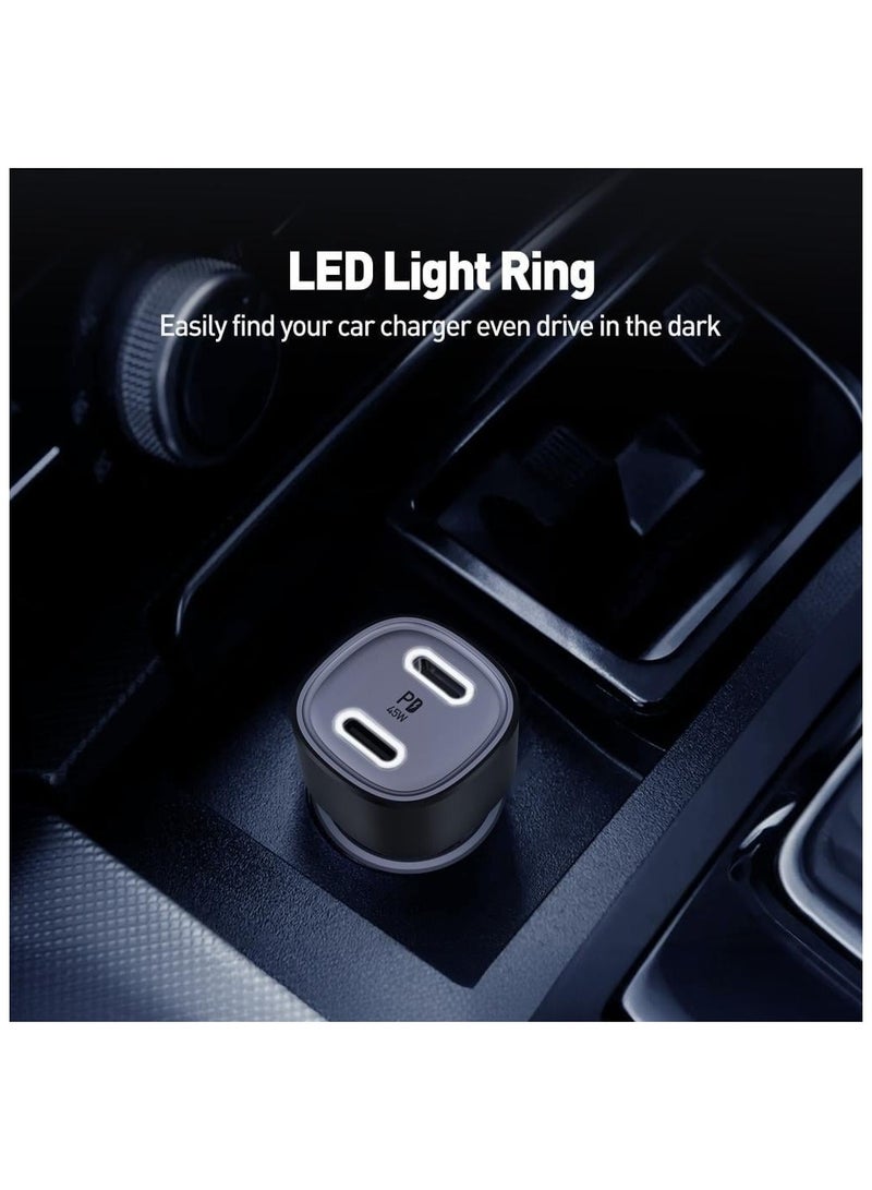 JODA JODA 45W Car Charger with Two USB-C Ports for Simultaneous Charging   Compact design in black color fits all car types   Efficient and fast charging for your devices on the go  - Image 4