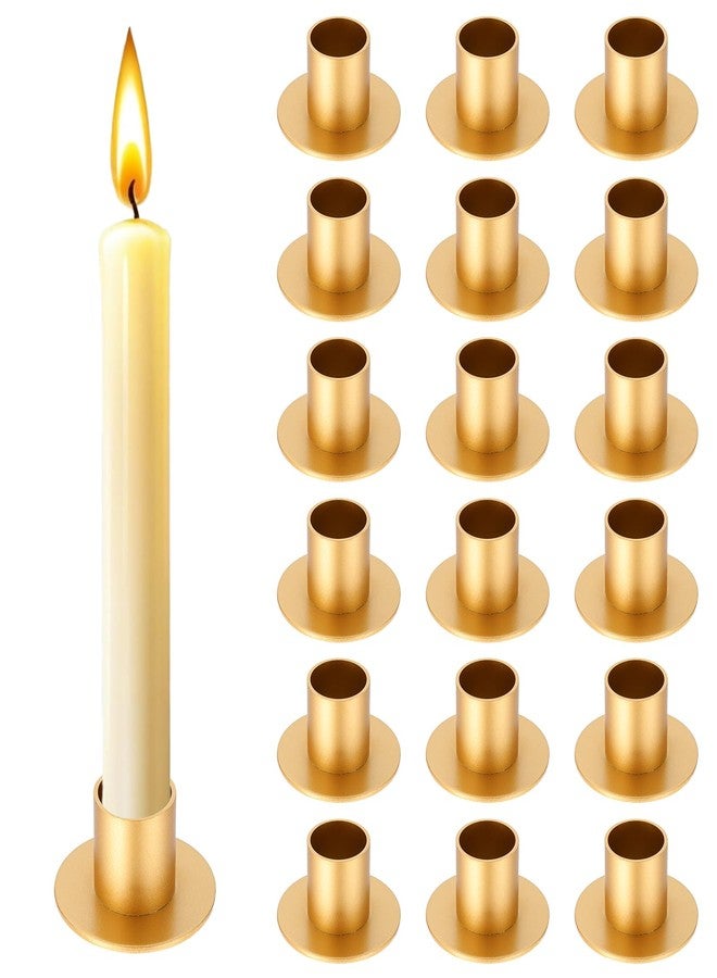 Tobeelec 18 Pcs Wedding Candle Holders for Pillar Candles Gold Taper Candlesticks Holders Centerpieces Short Candle Stick Holder Decor for Table Anniversary Party Dinning Decor (Gold) - Image 1