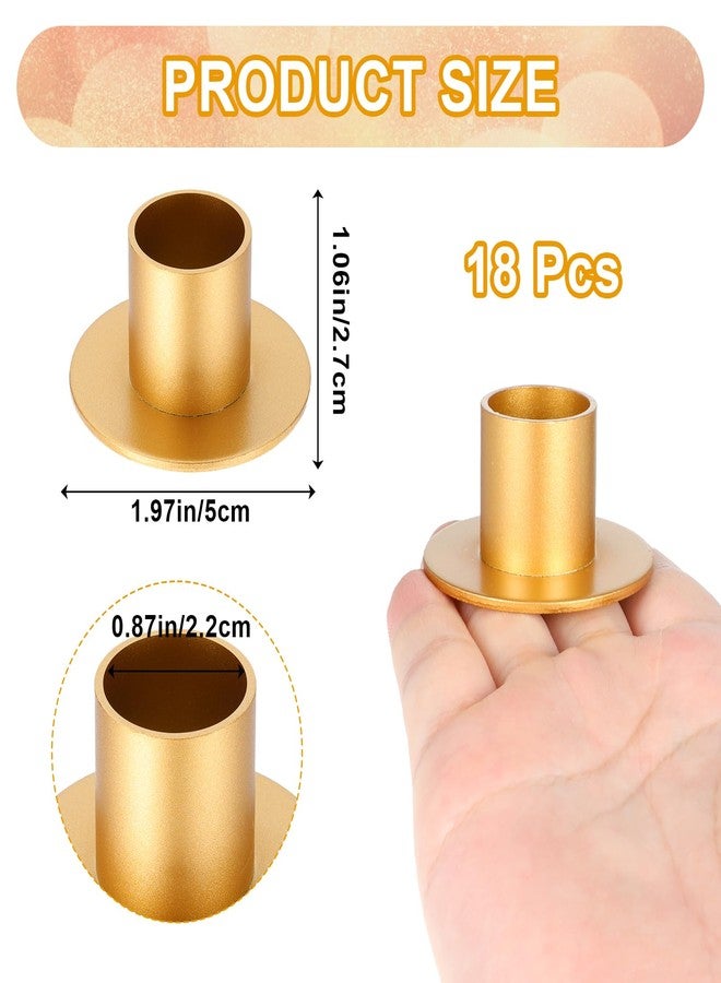 Tobeelec 18 Pcs Wedding Candle Holders for Pillar Candles Gold Taper Candlesticks Holders Centerpieces Short Candle Stick Holder Decor for Table Anniversary Party Dinning Decor (Gold) - Image 2