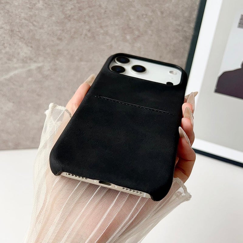 erorex For iPhone 16  Feel Sheepskin Card Slot Phone Case(Black) - Image 5