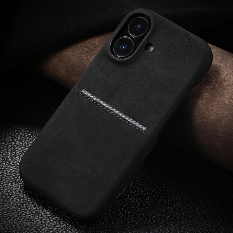 erorex For iPhone 16  Feel Sheepskin Card Slot Phone Case(Black) - Image 1