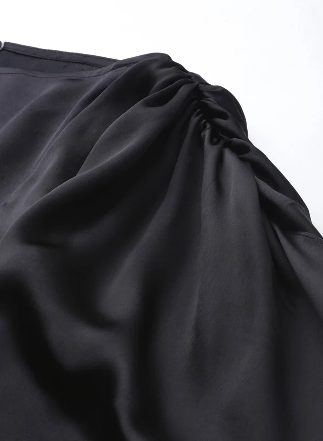 Mish Mish Satin Boat Neck Top with Slit Sleeves