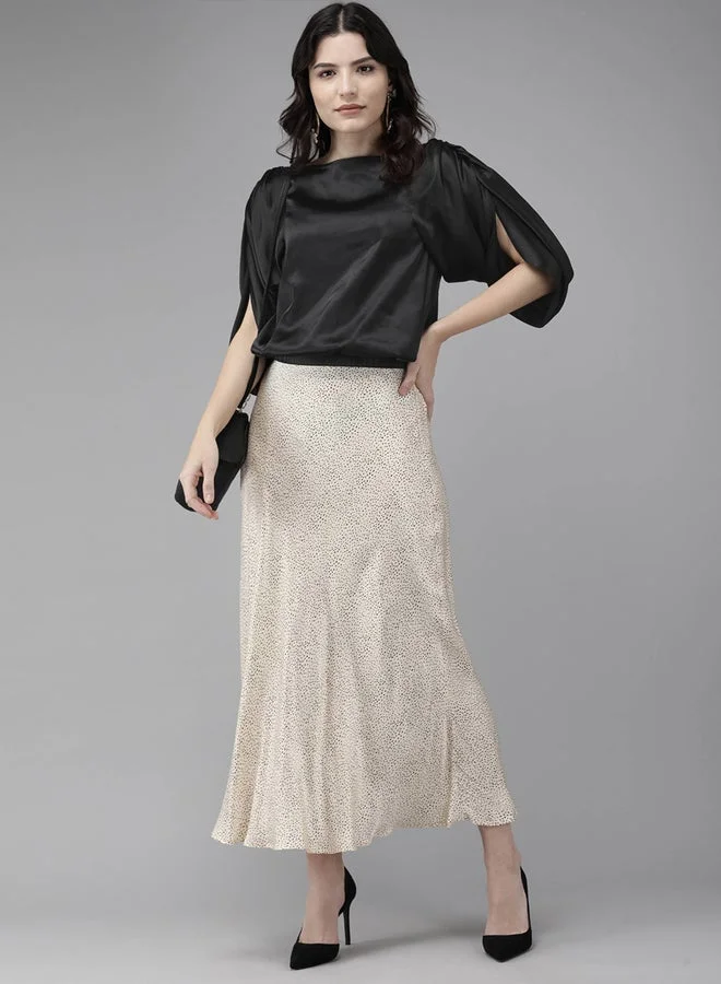 Mish Satin Boat Neck Top with Slit Sleeves