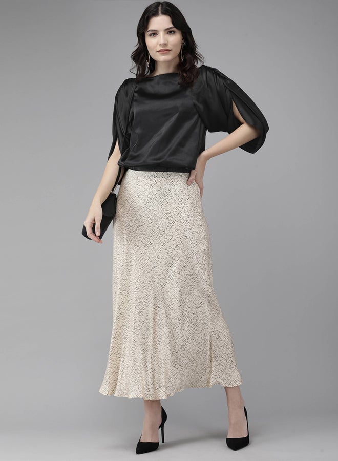 ميش توب ساتان بياقة قارب وأكمام مشقوقة - Image 2