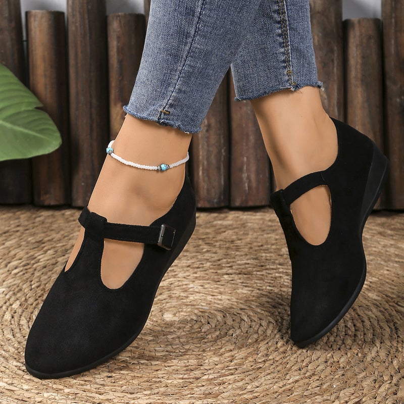 Women'S Large Size Single Shoes Autumn Style Pointed Shallow Buckle Wedge Mules - Image 4