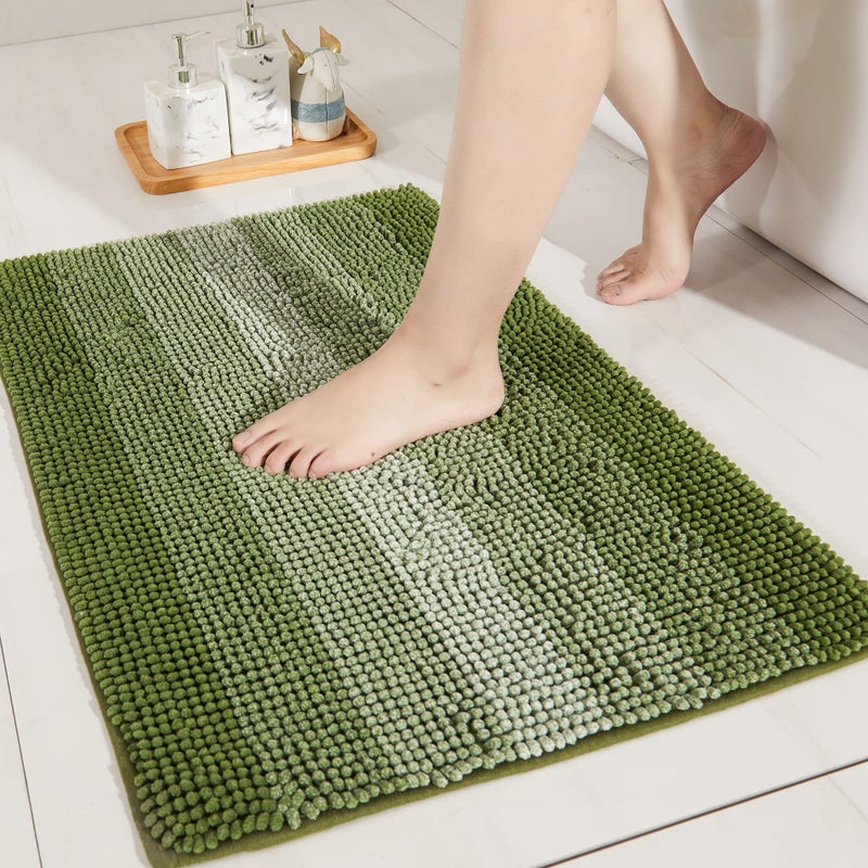 COSY HOMEER Bath Rugs Made of 100% Polyester Extra Soft and Non Slip Bathroom Mats Specialized in Machine Washable and Water Absorbent Shower Mat (44x26 Inch  Green) - Image 2