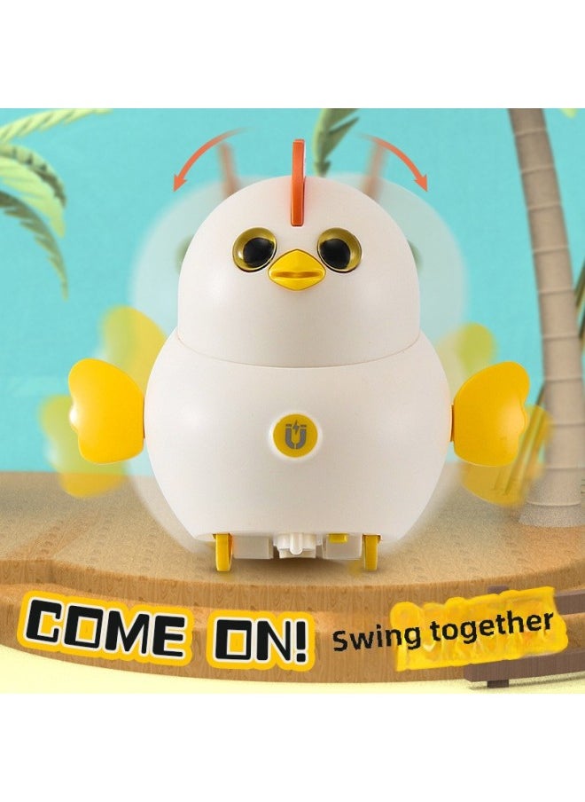 TikTok Explosions Children's Toys Electric Magnetic Swing Duck Baby Crawling Head Up Toys Early Education Educational Toys-Colors:Magnetic Swing-Pink Mother Duck 1 Baby Chicken  - Image 4