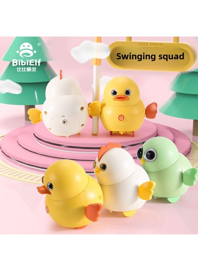 TikTok Explosions Children's Toys Electric Magnetic Swing Duck Baby Crawling Head Up Toys Early Education Educational Toys-Colors:Magnetic Swing-Pink Mother Duck 1 Baby Chicken  - Image 2