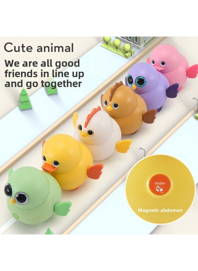 TikTok Explosions Children's Toys Electric Magnetic Swing Duck Baby Crawling Head Up Toys Early Education Educational Toys-Colors:Magnetic Swing-Pink Mother Duck 1 Baby Chicken  - Image 3