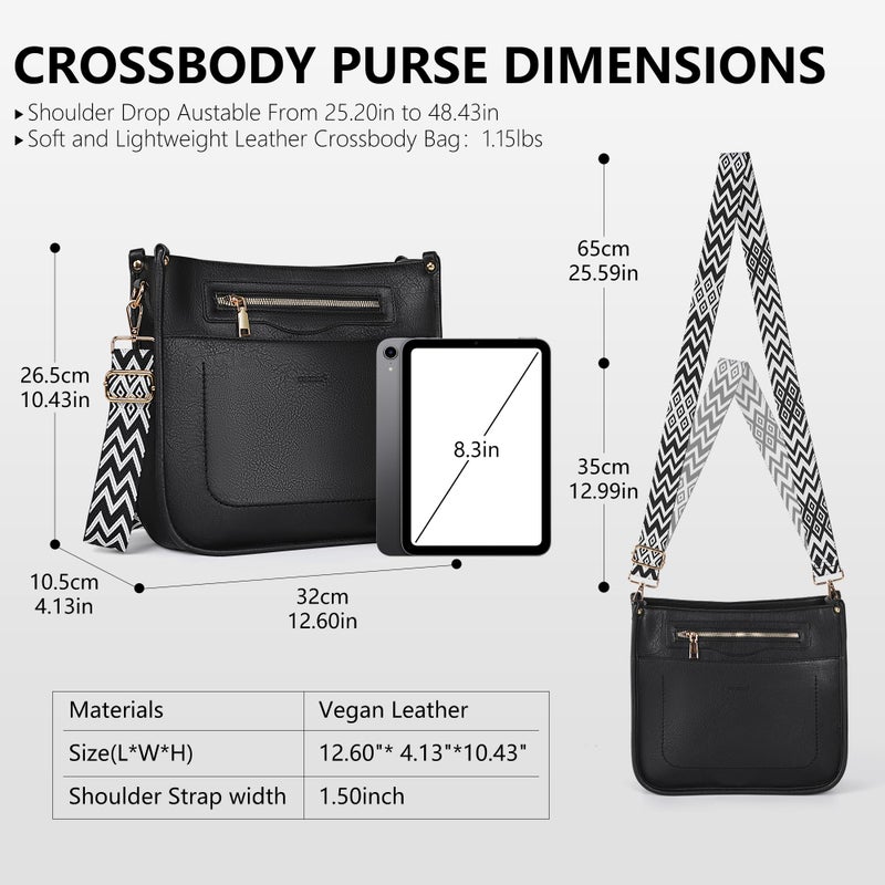 TANTOMI Crossbody Bags for Women Crossbody Purses Vegan Leather Hobo Bag Shoulder Handbags with Guitar Strap-7 Pockets - Image 3
