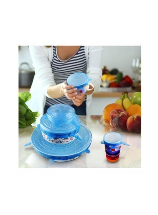 طقم أغطية طعام قابلة للتمدد 6 قطع بألوان متعددة - Image 3