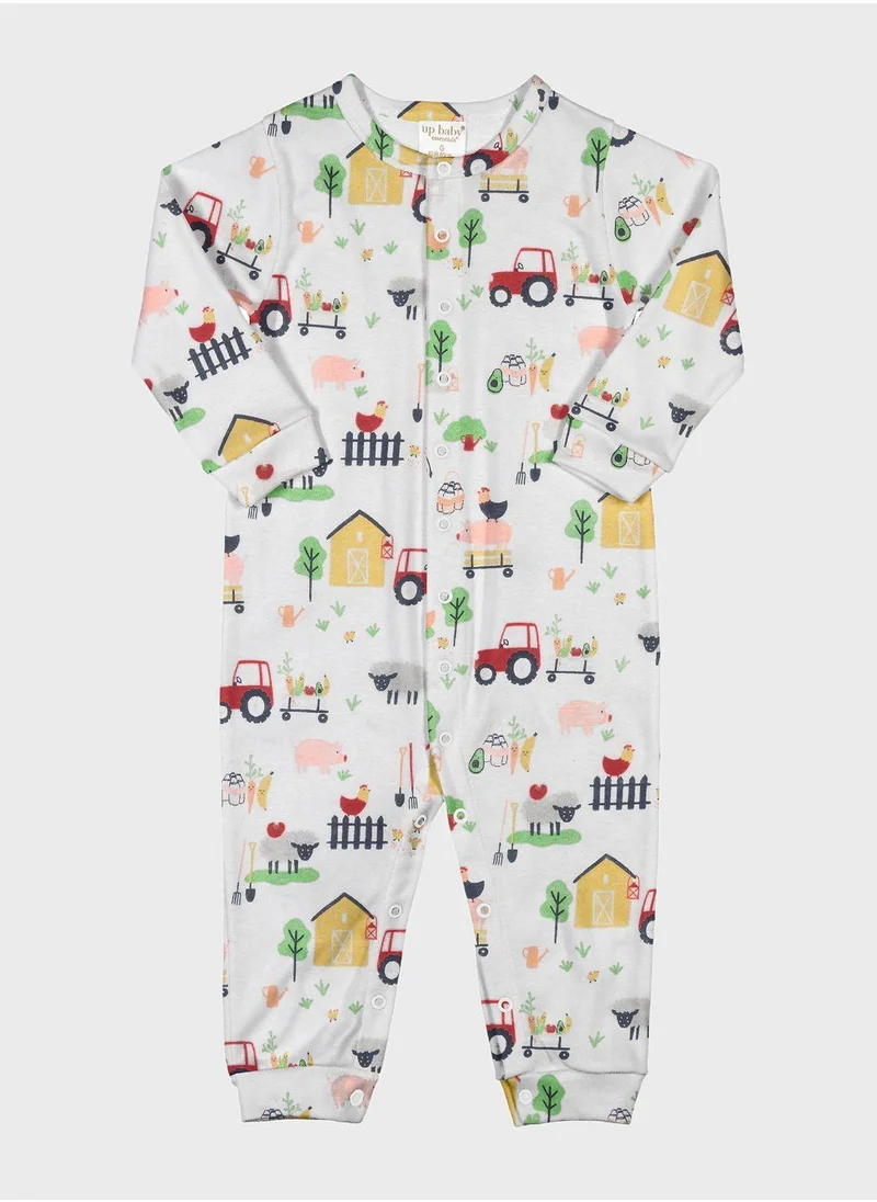 Up Baby Infant Farm Print Jumpsuit