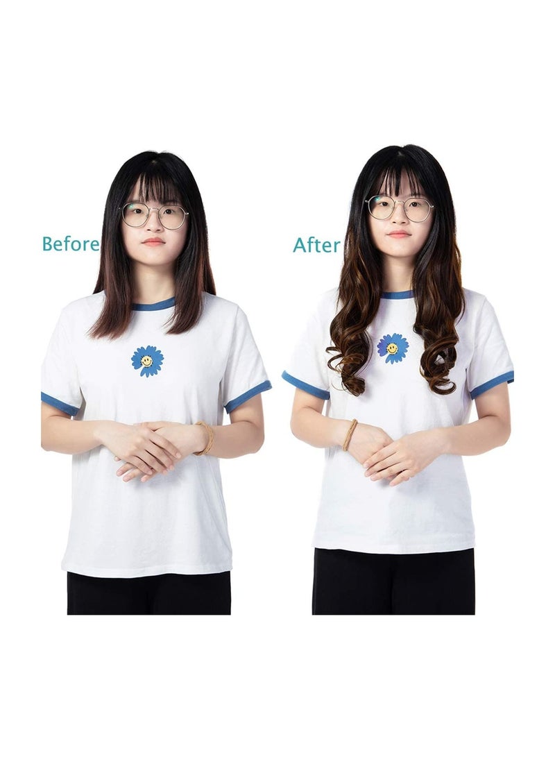 Estelle Clip in Hair Extensions 4Pcs 11Clips Curly Wavy Thick Full Head Double Weft Clip on Synthetic Hair Extension Wavy Hairpieces for Women Dark Brown Mix Light Auburn Curly - Image 5