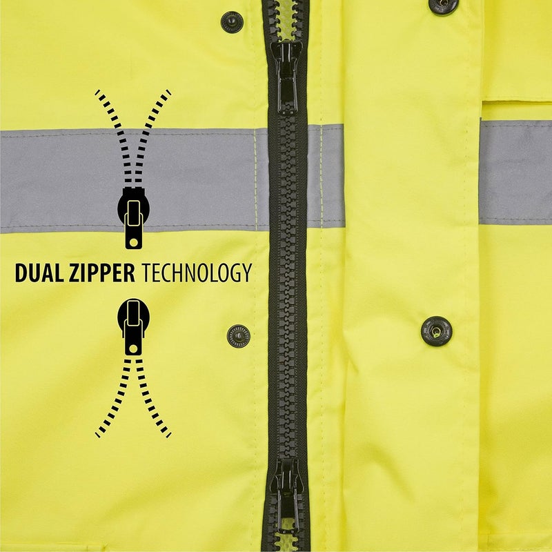 JORESTECH Safety Rain Jacket Waterproof Reflective High Visibility with Interior Mesh Yellow/Lime ANSI Class 3 Level 2 Type R JK-03 (S) - Image 5