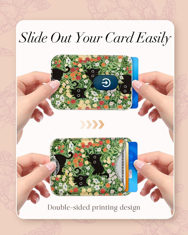 Shorogyt Compatible with Magsafe Wallet Magnetic Card Holder - Three Cats Phone Wallets for Women Teen Girls Cute for iPhone 1716/15/14/13/12 Series Slim for Apple Mag RFID Magnet, Fit 3 Cards - Image 4