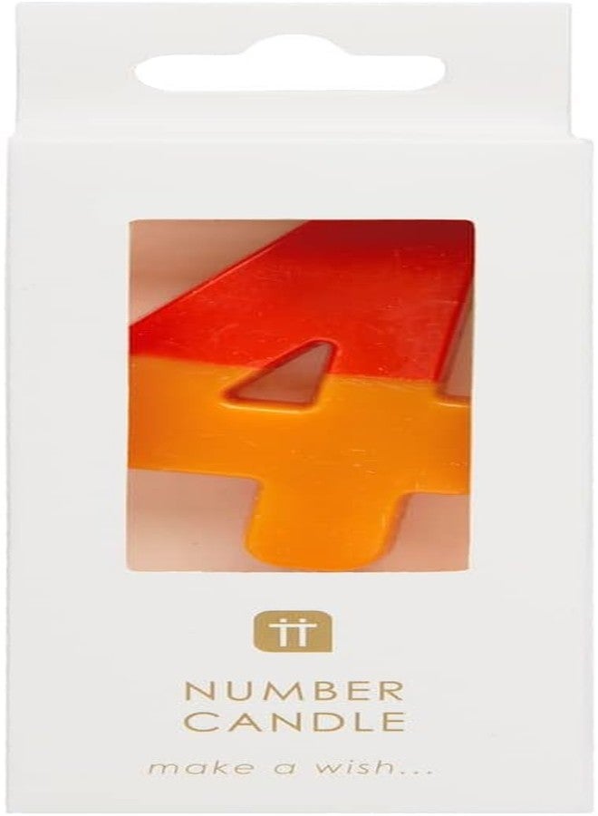 Talking Tables Orange and Red Number 4 Candle for Cakes | Colourful Birthday Cake Topper Decorations for Kids Party, Boys 4th, 14th, Girls, Anniversary, Milestone, 3inches - Image 2