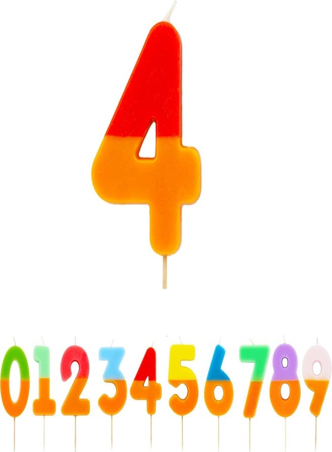 Talking Tables Orange and Red Number 4 Candle for Cakes | Colourful Birthday Cake Topper Decorations for Kids Party, Boys 4th, 14th, Girls, Anniversary, Milestone, 3inches - Image 1