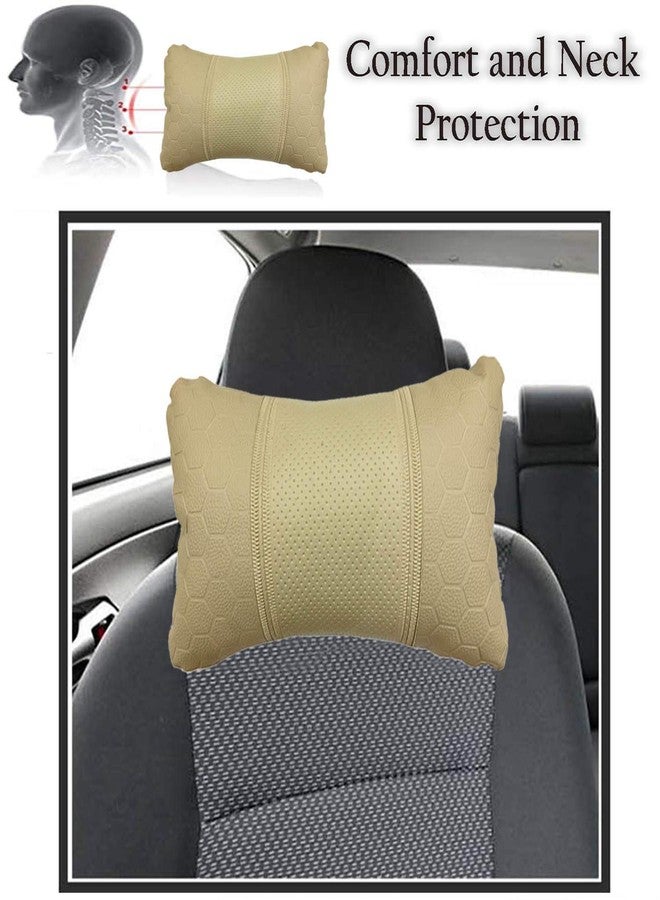 Adroitz Car Neck Rest Football Design Beige Pillow/Cushion (Set of 2) for Go_PR259 - Image 5