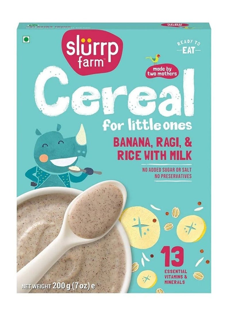 Slurrp Farm Banana Ragi & Rice with Milk Cereal for Little Ones - 200 Gm - Image 1