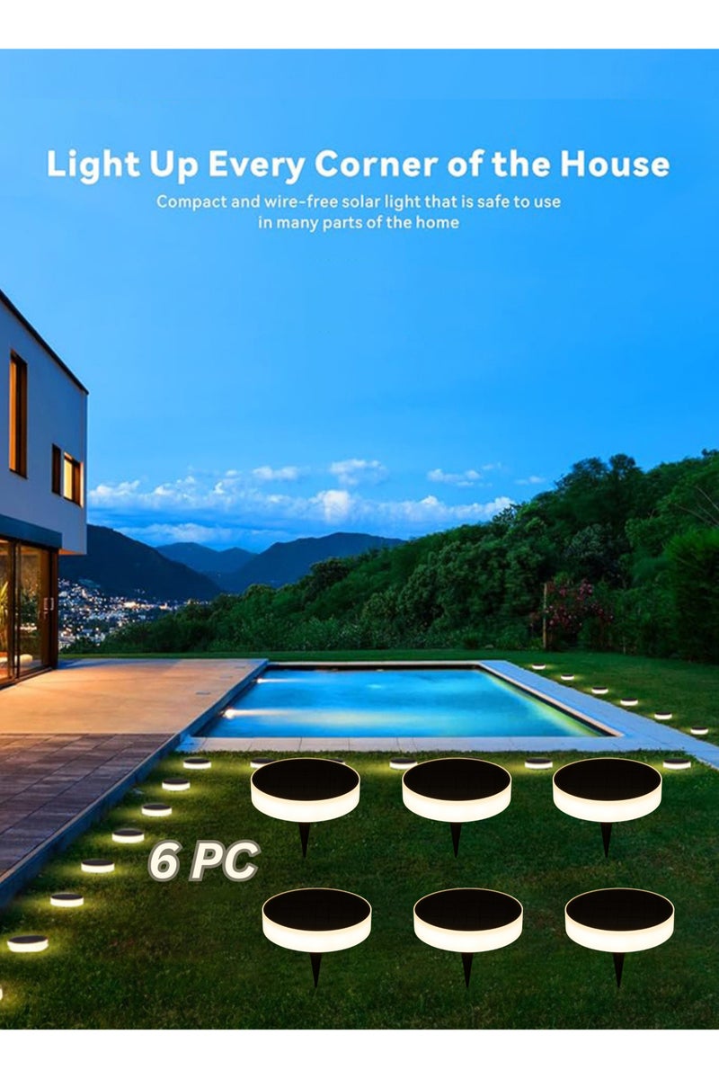 Vmax 6PC Solar Garden Spike & Wall Lights – Warm White LED, IP65 Waterproof, 2-in-1 Outdoor Lighting for Pathway, Fence, Pool, Patio, Auto On/Off - Image 1