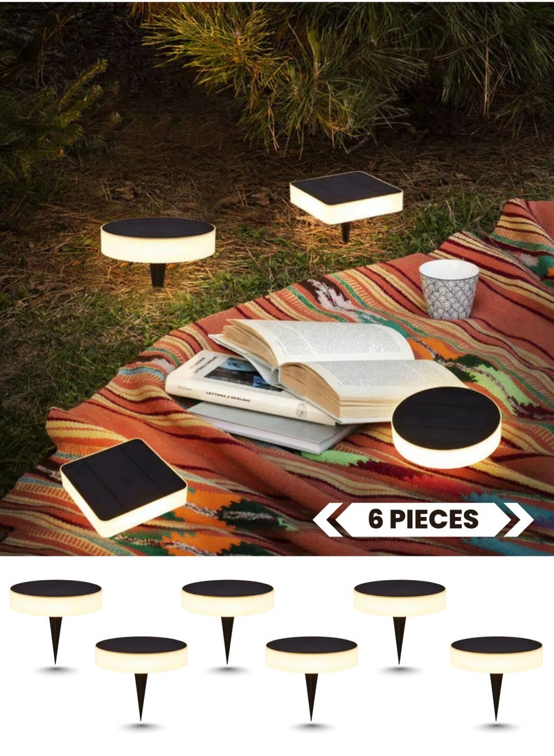 Vmax 6-Pack Solar Square Garden Lights Outdoor Warm White LED Spike Lamps, Waterproof Wall Mount & Pathway Lighting for Lawn, Yard, Patio, and Driveway - Image 1