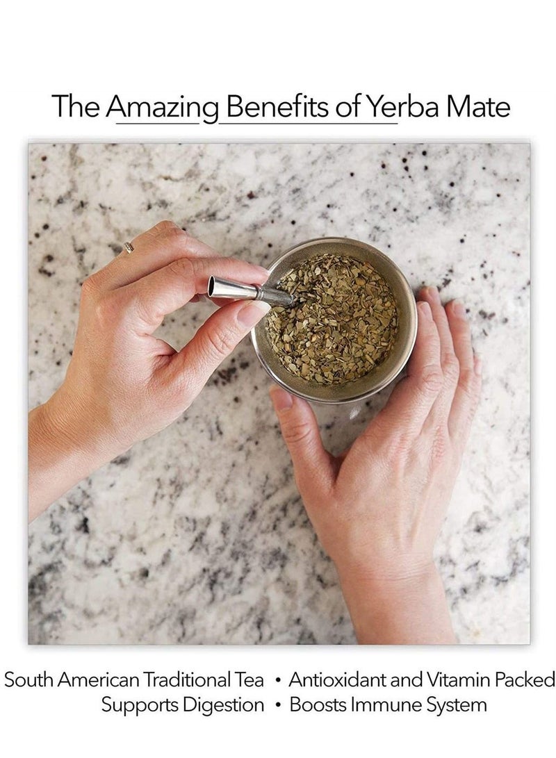 NIBEMINENT 230ml White Color Yerba Mate Tea Cup Stainless Steel Double Walled Easy Wash Household Insulation Gourds for Loose Leaf Drinking with Bombilla Straw - Image 2