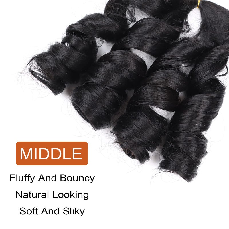 Lianzi French Curly Braiding Hair 14 Inch 8 Packs Curly Braiding Hair Pre Stretched for Box Braids French Curls Crochet Braids Bouncy Loose Wavy Braiding Hair Extensions(14 Inch, Natural Black) - Image 5