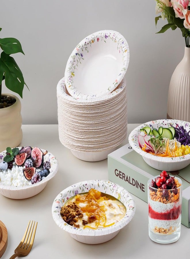 HOMIX Paper Bowls, 12 oz, 125 Count, Floral Printed Soak Proof Disposable Bowls Great for Breakfast, Lunch, and Dinner Meals - Image 4