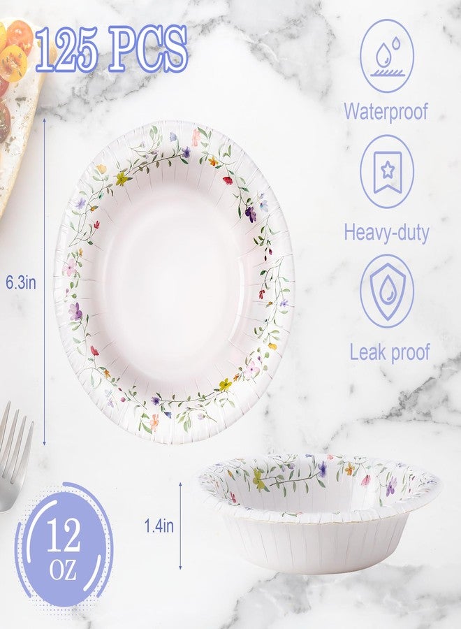HOMIX Paper Bowls, 12 oz, 125 Count, Floral Printed Soak Proof Disposable Bowls Great for Breakfast, Lunch, and Dinner Meals - Image 3