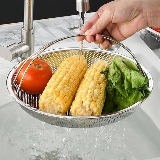 SHOPLUV See Ever AllInOne Pan Steamer Basket Premium Stainless Steel Construction Dishwasher Safe Perfect for Steaming Vegetables Full Handle for Easy Use - Image 2