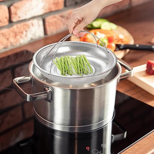SHOPLUV See Ever AllInOne Pan Steamer Basket Premium Stainless Steel Construction Dishwasher Safe Perfect for Steaming Vegetables Full Handle for Easy Use - Image 3