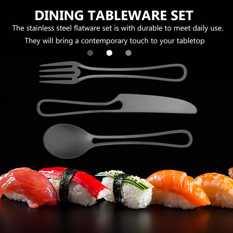 2 Sets Stainless Steel Tableware Hollow-out Spoon Fork Cutter Delicate Tableware - Image 5