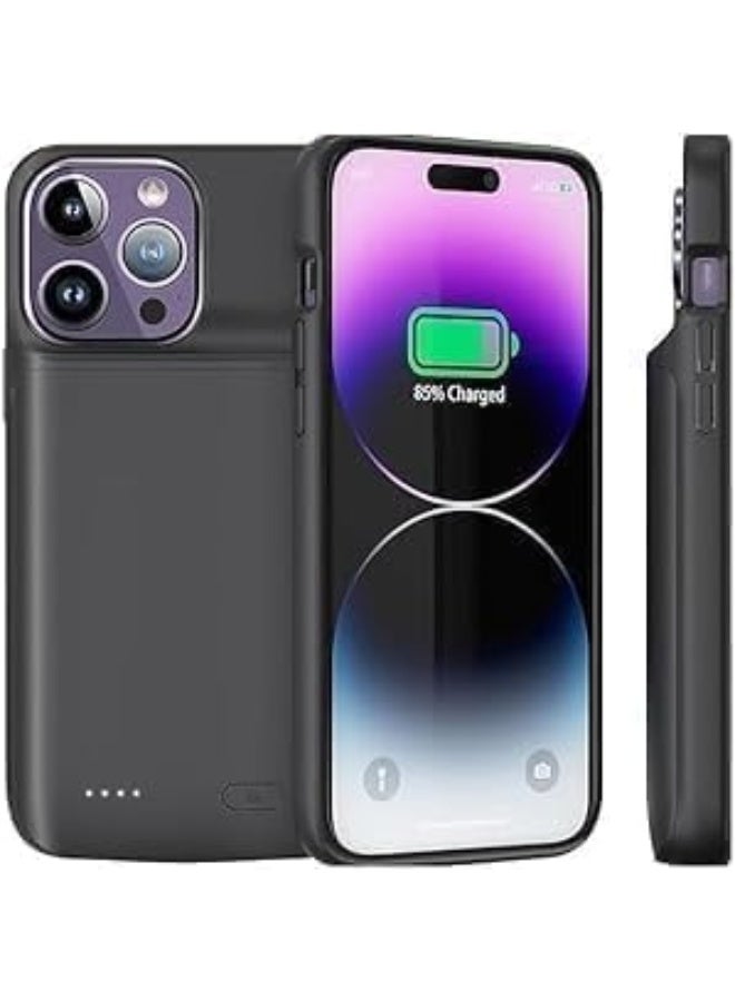 7000mAh Battery Case iPhone 15 Pro Max Rechargeable Charging Case Extended Power Bank Protective Cover LED Indicator USB-C Slim Fit Black MagSafe - Image 4