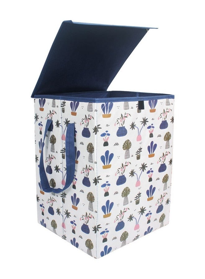 PrettyKrafts 75L Non Woven Mushroom Printed Square Foldable Large Laundry Bag/Basket With Lid & Handle, Freestanding Cloth Storage Organizer for Bedroom, Dorm (36x36x53cm, White, Set of 1) - Image 3