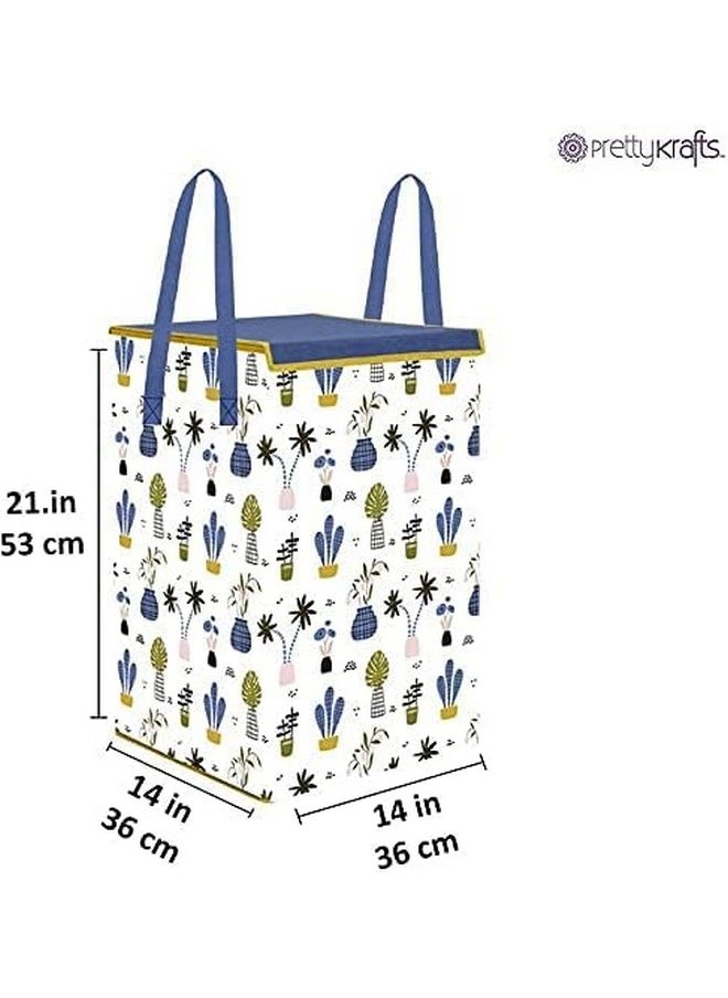 PrettyKrafts 75L Non Woven Mushroom Printed Square Foldable Large Laundry Bag/Basket With Lid & Handle, Freestanding Cloth Storage Organizer for Bedroom, Dorm (36x36x53cm, White, Set of 1) - pzsku/Z788AB48F606F3C3E276EZ/45/_/1740982969/84179991-2534-42c1-a90a-8eed0bca4097