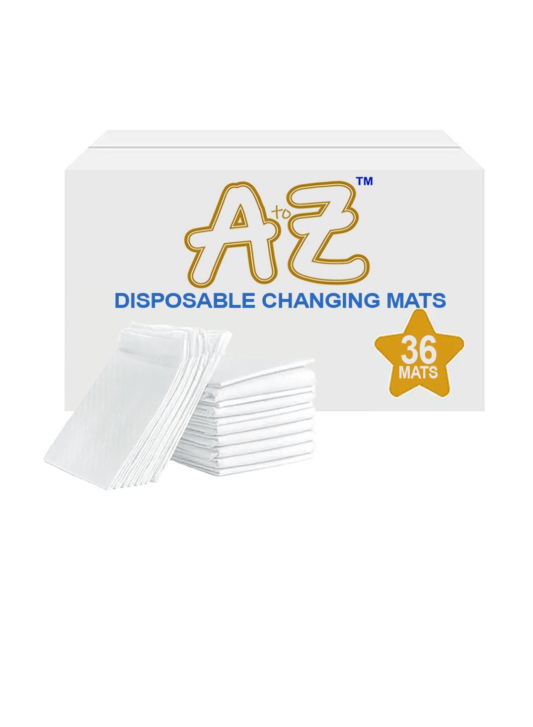 A to Z - Disposable Changing Mat size (45cm x 60cm) Large- Premium Quality for Baby Soft Ultra Absorbent Waterproof - Pack of 36 - White
