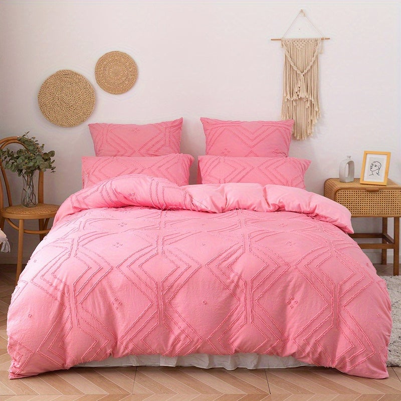 2pcs/3pcs Duvet Cover Set with Boho Grid Tufted Design for All Seasons, Comfortable Soft Comforter Cover Bedding Set for Bedroom - Image 5