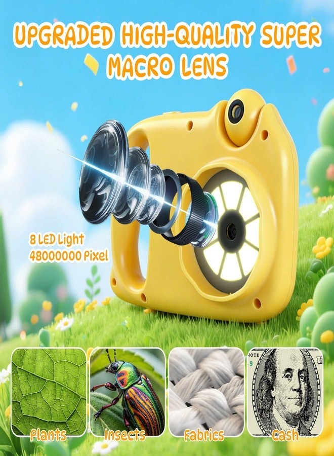 MOSA BEAR 2 in 1 Kids Microscope & Camera, 1080p Hd Autofocus Digital Microscope, 48mp 1000x Magnification Handheld, Stem Educational Toy with 32gb Sd Card, Birthday for 3-12 Boys Girls (Yellow) - Image 4