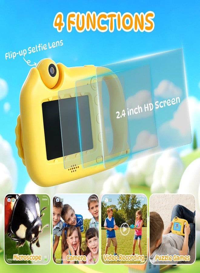 MOSA BEAR 2 in 1 Kids Microscope & Camera, 1080p Hd Autofocus Digital Microscope, 48mp 1000x Magnification Handheld, Stem Educational Toy with 32gb Sd Card, Birthday for 3-12 Boys Girls (Yellow) - Image 2