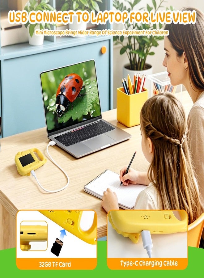 MOSA BEAR 2 in 1 Kids Microscope & Camera, 1080p Hd Autofocus Digital Microscope, 48mp 1000x Magnification Handheld, Stem Educational Toy with 32gb Sd Card, Birthday for 3-12 Boys Girls (Yellow) - Image 5