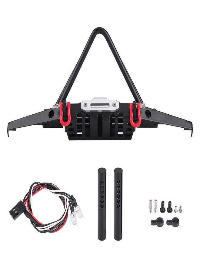 Dilwe RC Car Front Bumper, RC Crawler Steel Front Bumper with LED Lights for Axial SCX10 90046 Remote Control Car Replacement Upgrade Part Accessory - Image 2