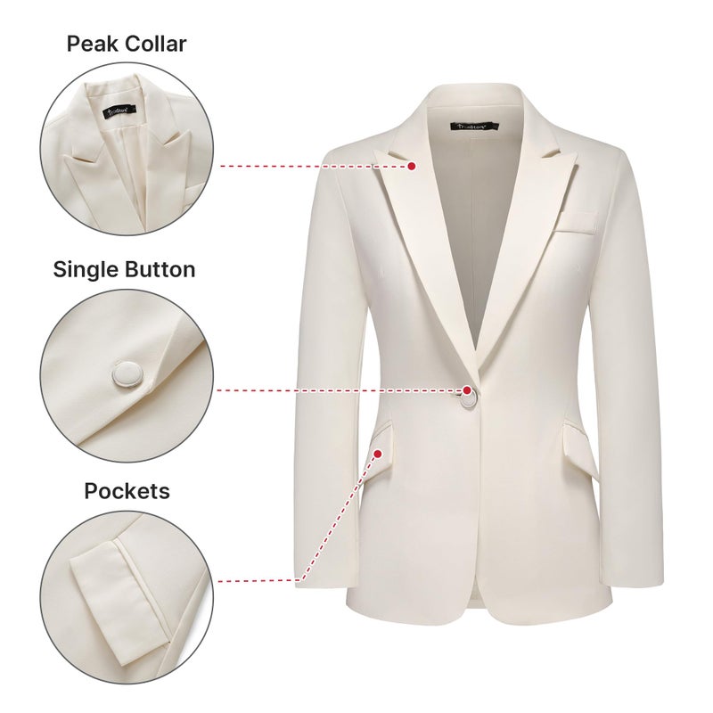 TRONSTORE Women's Suit 2 Piece Set Pinstripe Blazer and Bootcut Dressy Pants Set for Work Office Business Outfits-Apricot L - Image 3