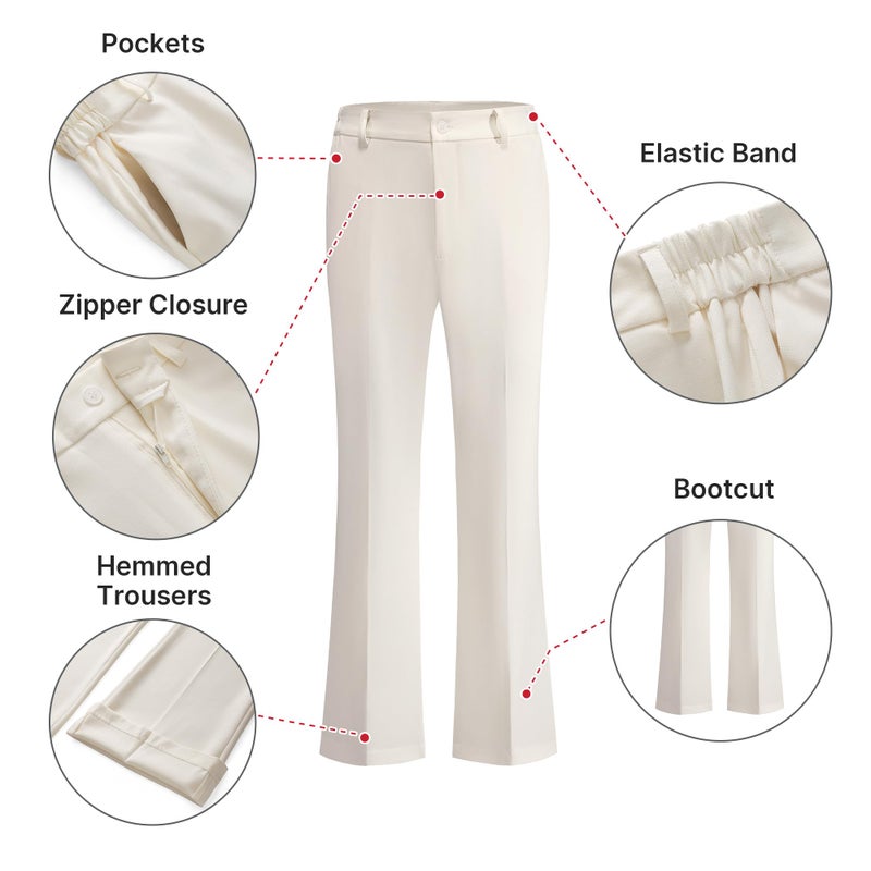 TRONSTORE Women's Suit 2 Piece Set Pinstripe Blazer and Bootcut Dressy Pants Set for Work Office Business Outfits-Apricot L - Image 5
