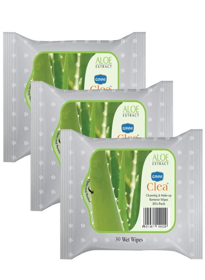 GINNI CLEA Wet Wipes, Cleansing & Makeup Remover Wipes, Wet Tissues for Face Moisturizing With Aloe Vera Goodness (90 WIpes) - Image 1