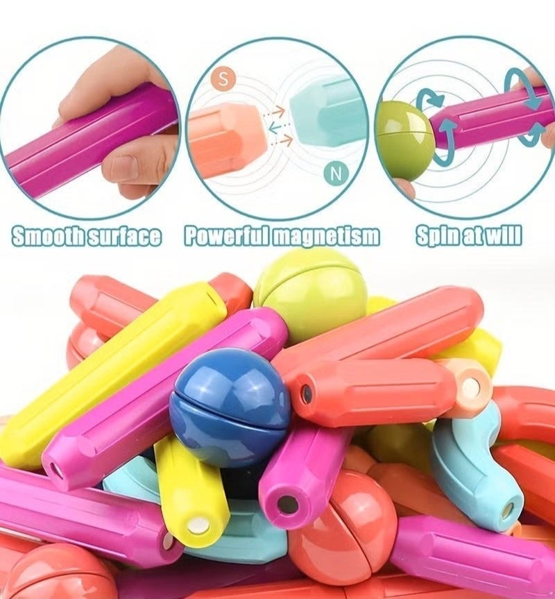 O2. Magnetic Building Sticks and Balls Construction Set 96PCS Educational STEM Magnetic Toy for Kids 3+ - Image 3