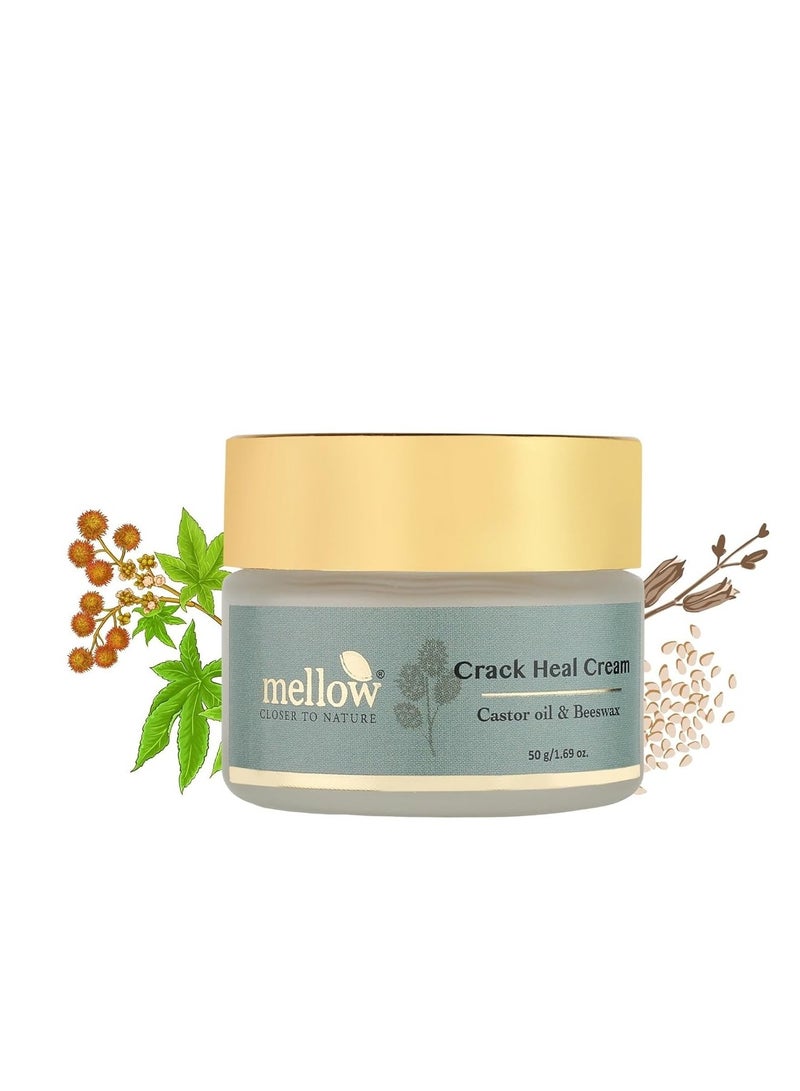 Mellow Herbals Ayurvedic Crack Heal for Rough Cracked Heels Foot Healing cream with Beeswax Til Arandi Oil 50Gm - Image 1