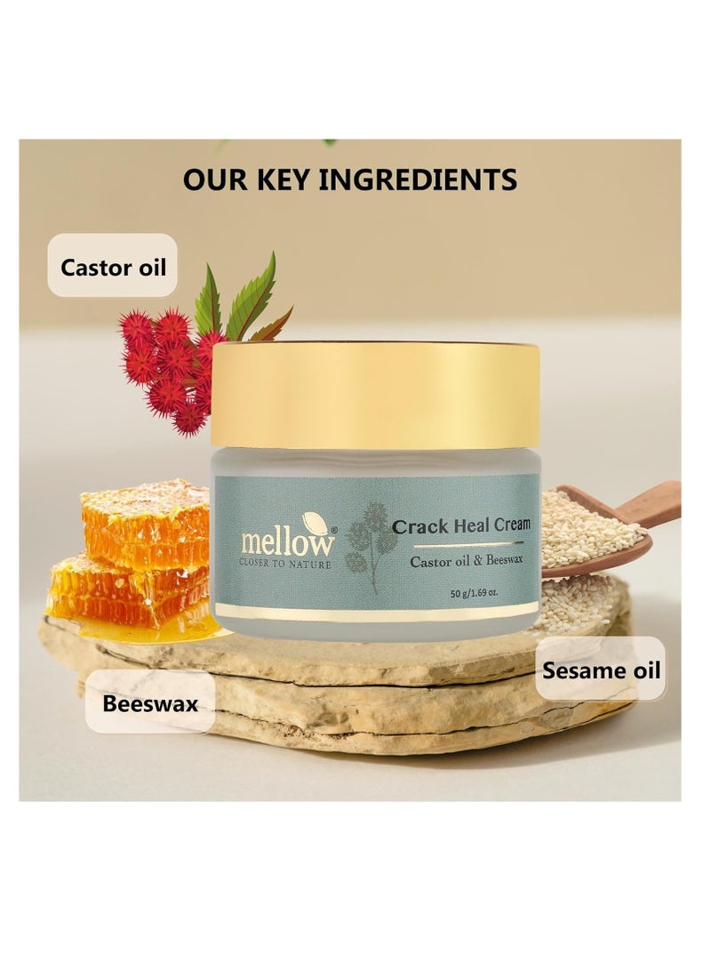 Mellow Herbals Ayurvedic Crack Heal for Rough Cracked Heels Foot Healing cream with Beeswax Til Arandi Oil 50Gm - Image 3