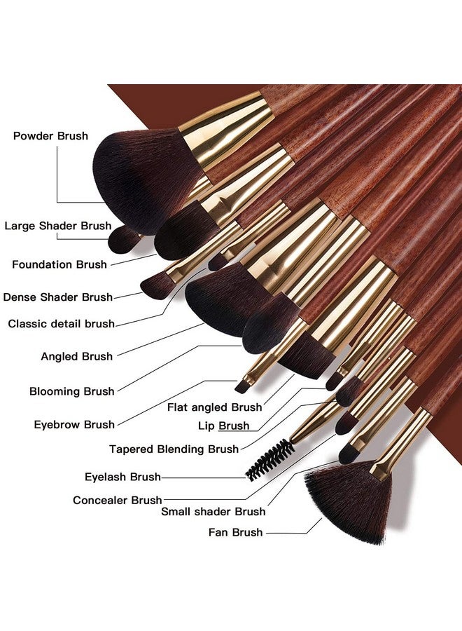 JAYWAYNE Makeup Brushes 15Pcs Premium Synthetic Foundation Brush Blending Brush Powder Brush Concealers Brush Eye Shadows Brush Makeup Brushes Set Professional Black - Image 3